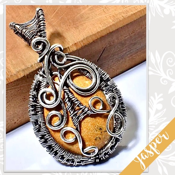 Jewelry - Silver and Tan Wire Wrapped Jasper Necklace